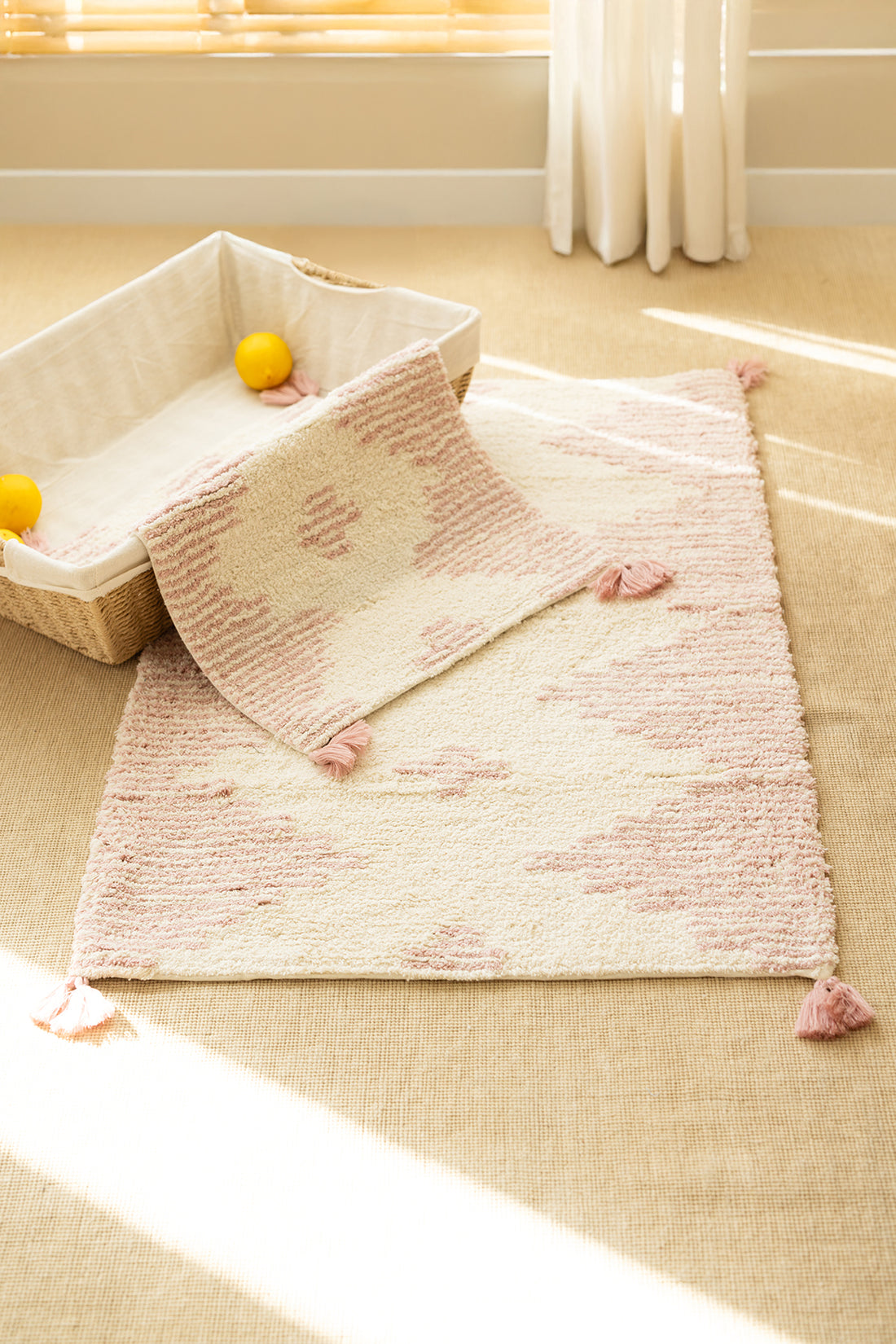 Mistic 2 Piece Bath Mat Set 100% Cotton 40x60 + 60x90 Pink