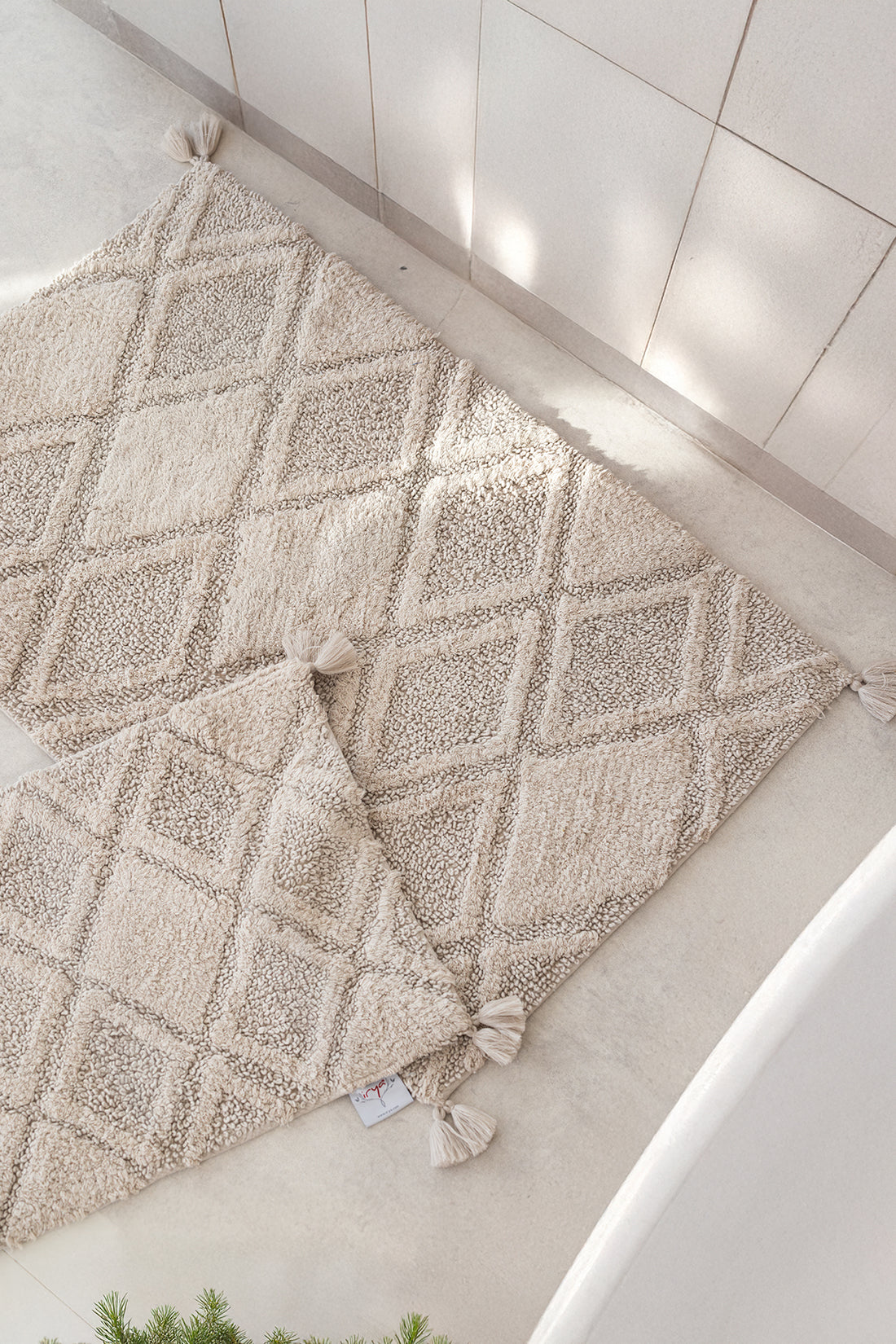 Maxi 2’li Takım Banyo Paspası %100 Pamuk 40x60 + 60x90 Bej