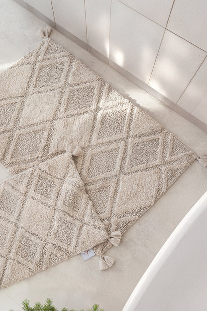 Maxi 2’li Takım Banyo Paspası %100 Pamuk 40x60 + 60x90 Bej