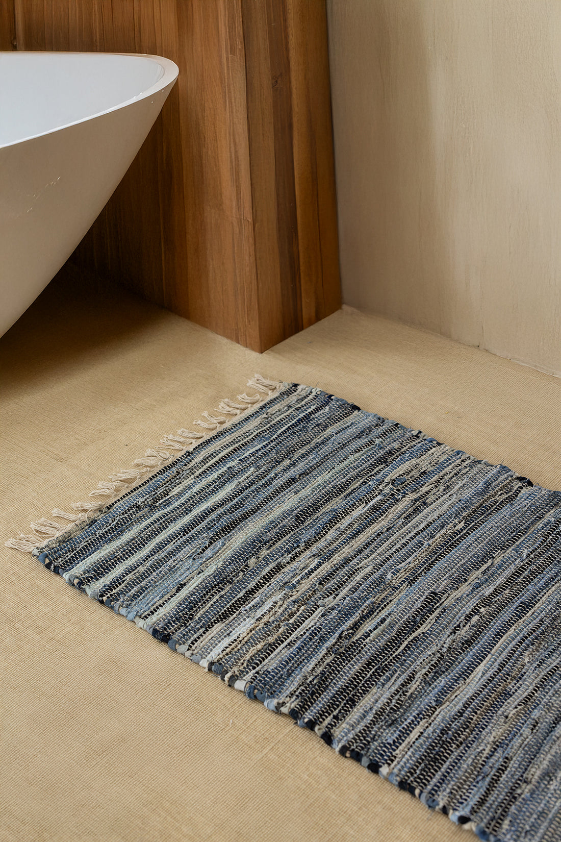 Striped Denim Kilim Ekru/İndigo 80x150