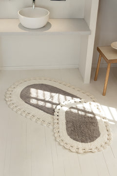Bianca 2’li Takım Banyo Paspası %100 Pamuk 40x60 + 60x90 Gri