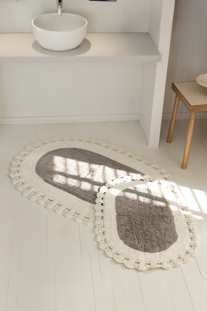 Bianca 2 Piece Bath Mat Set 100% Cotton 40x60 + 60x90 Gray
