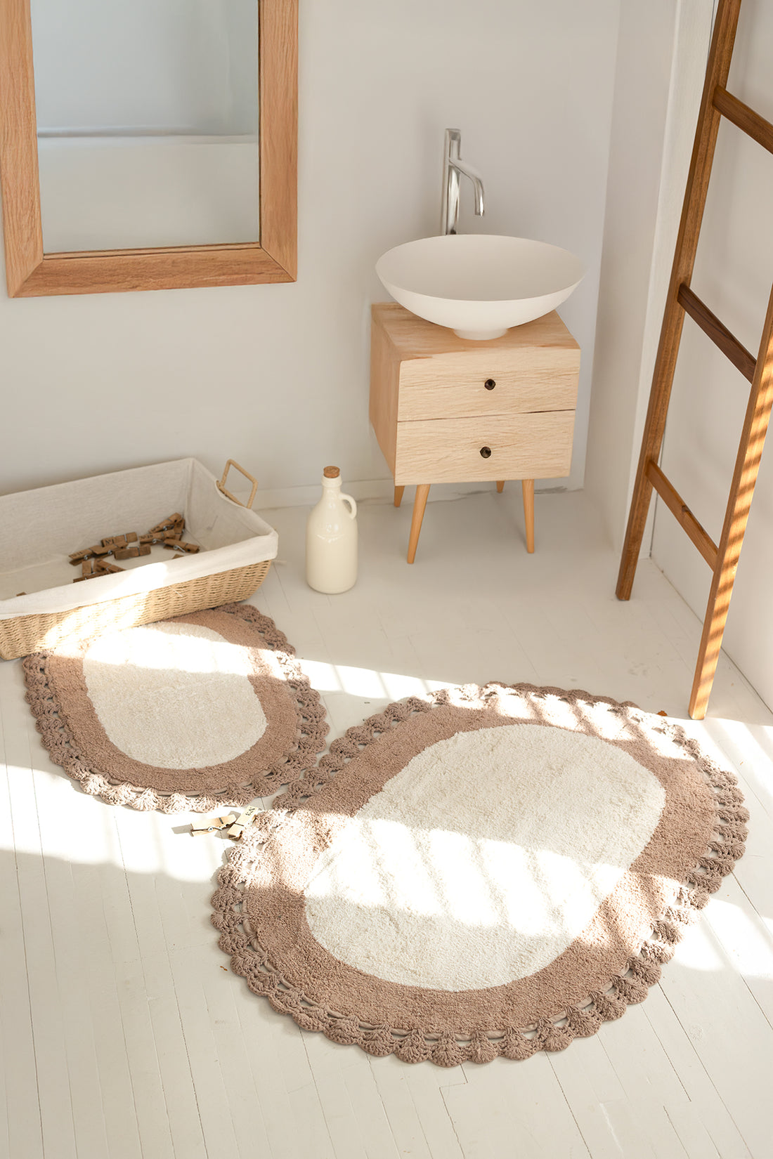 Bianca 2 Piece Bath Mat Set 100% Cotton 40x60 + 60x90 Bitter Coffee