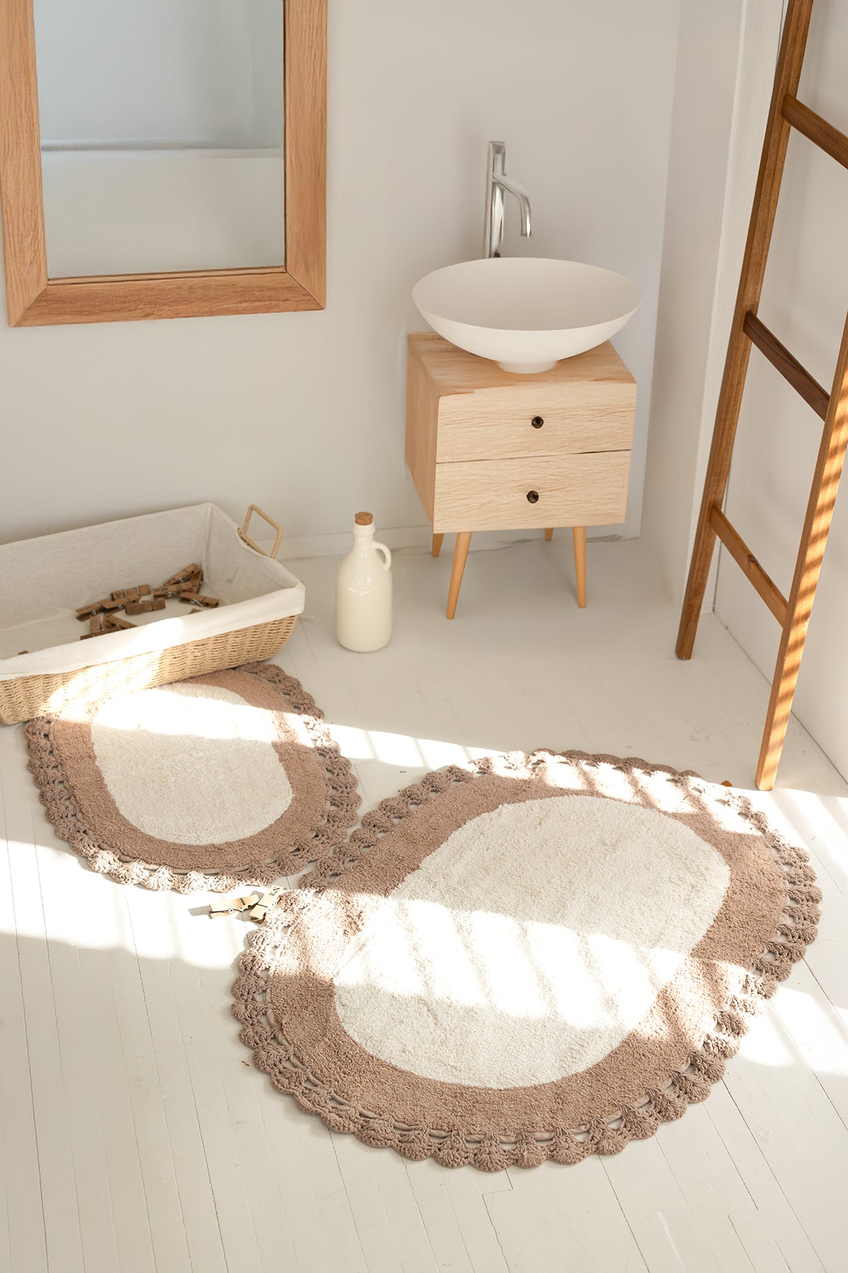 Bianca 2’li Takım Banyo Paspası %100 Pamuk 40x60 + 60x90 Acı Kahve
