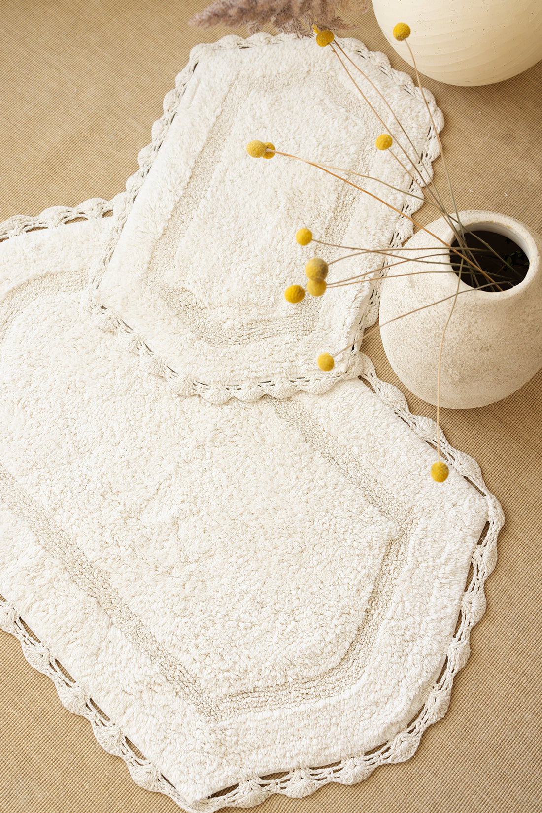 Dale 2 Piece Bath Mat Set 100% Cotton 40x60 + 60x90 Ecru