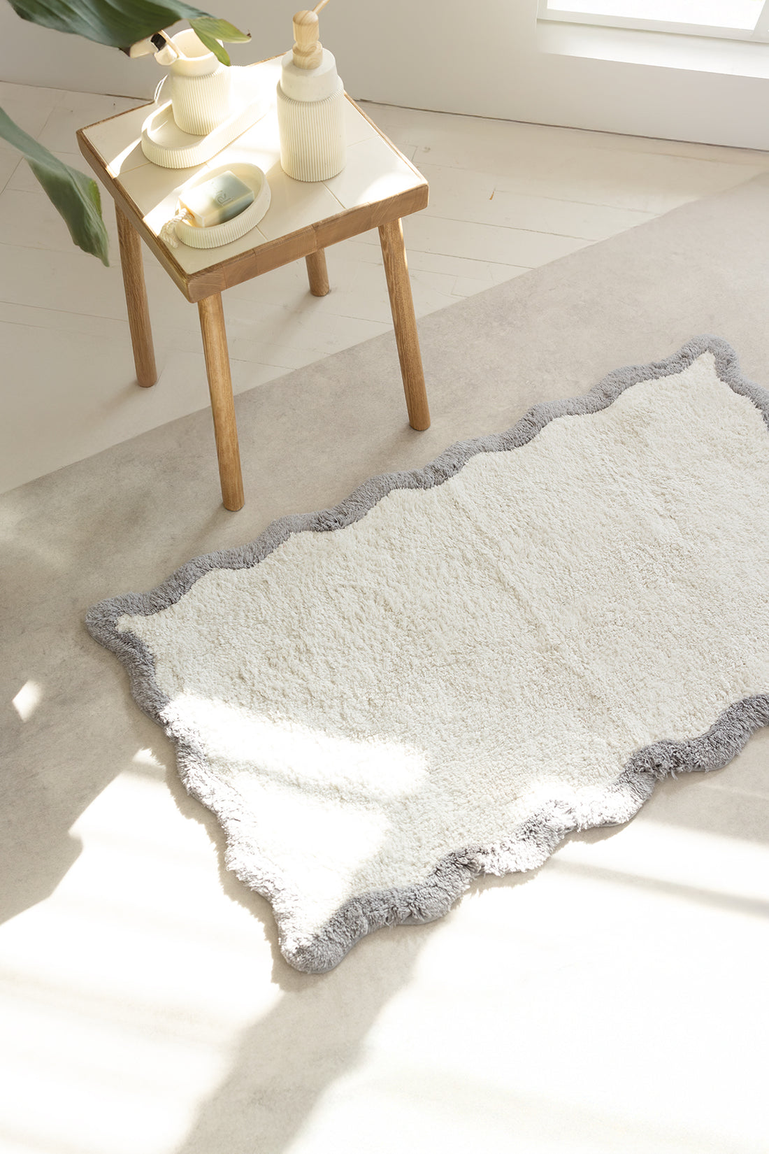 Scallop Tekli Banyo Paspası Bambu 60x100 Gri