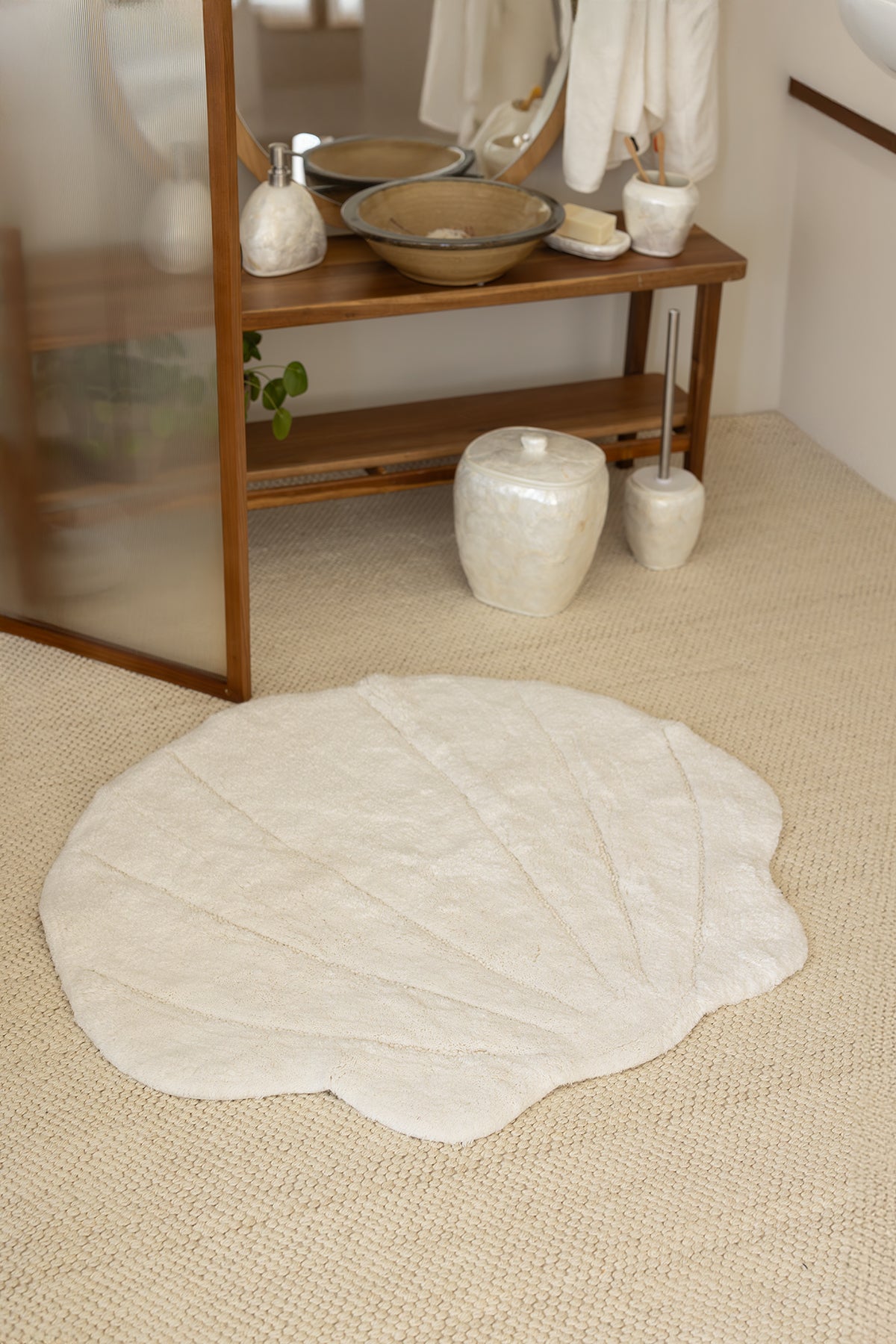 Le Perla Tekli Banyo Paspası Bambu 80x90 Ekru