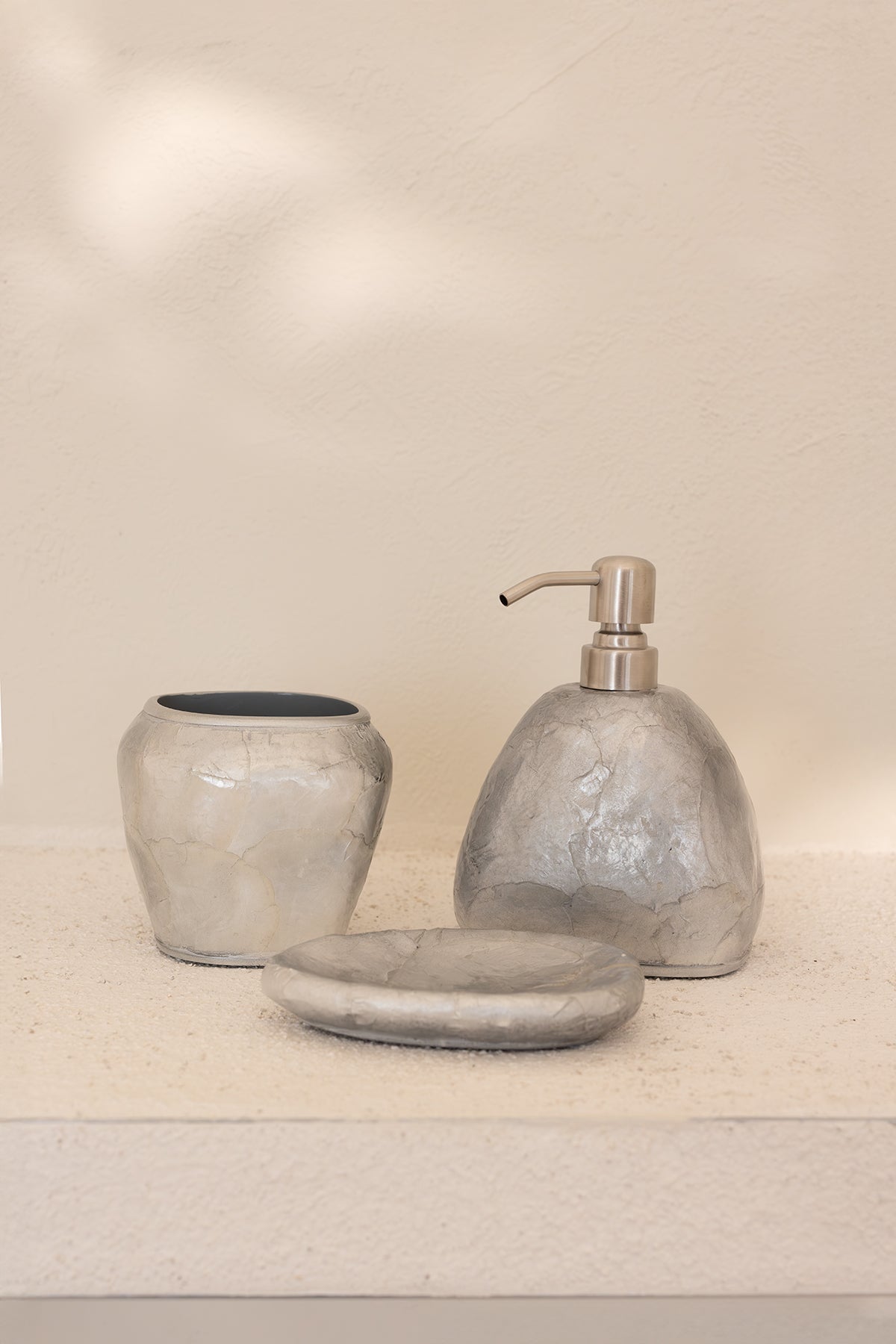 Sedef 3 Parça Banyo Seti Gri