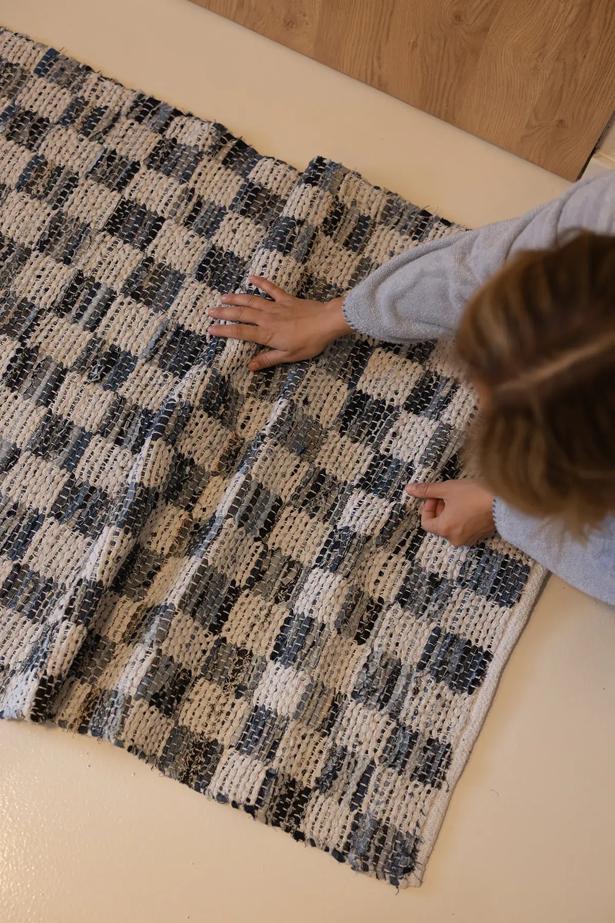 Checker Denim Kilim Ekru/İndigo 120x180