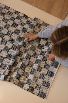 Checker Denim Kilim Ecru/Indigo 120x180