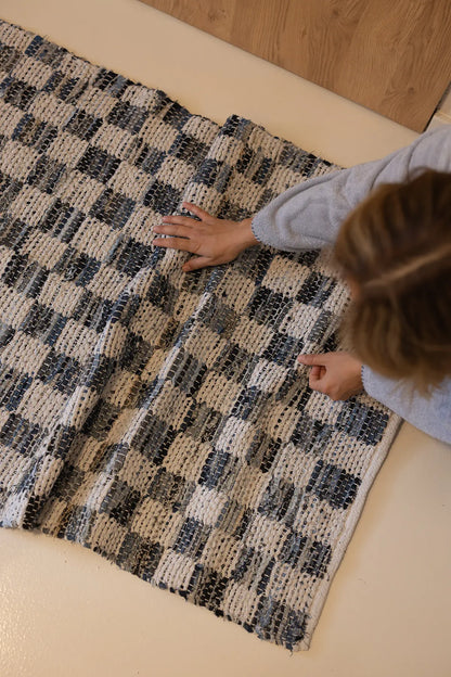 Checker Denim Kilim Ekru/İndigo 120x180