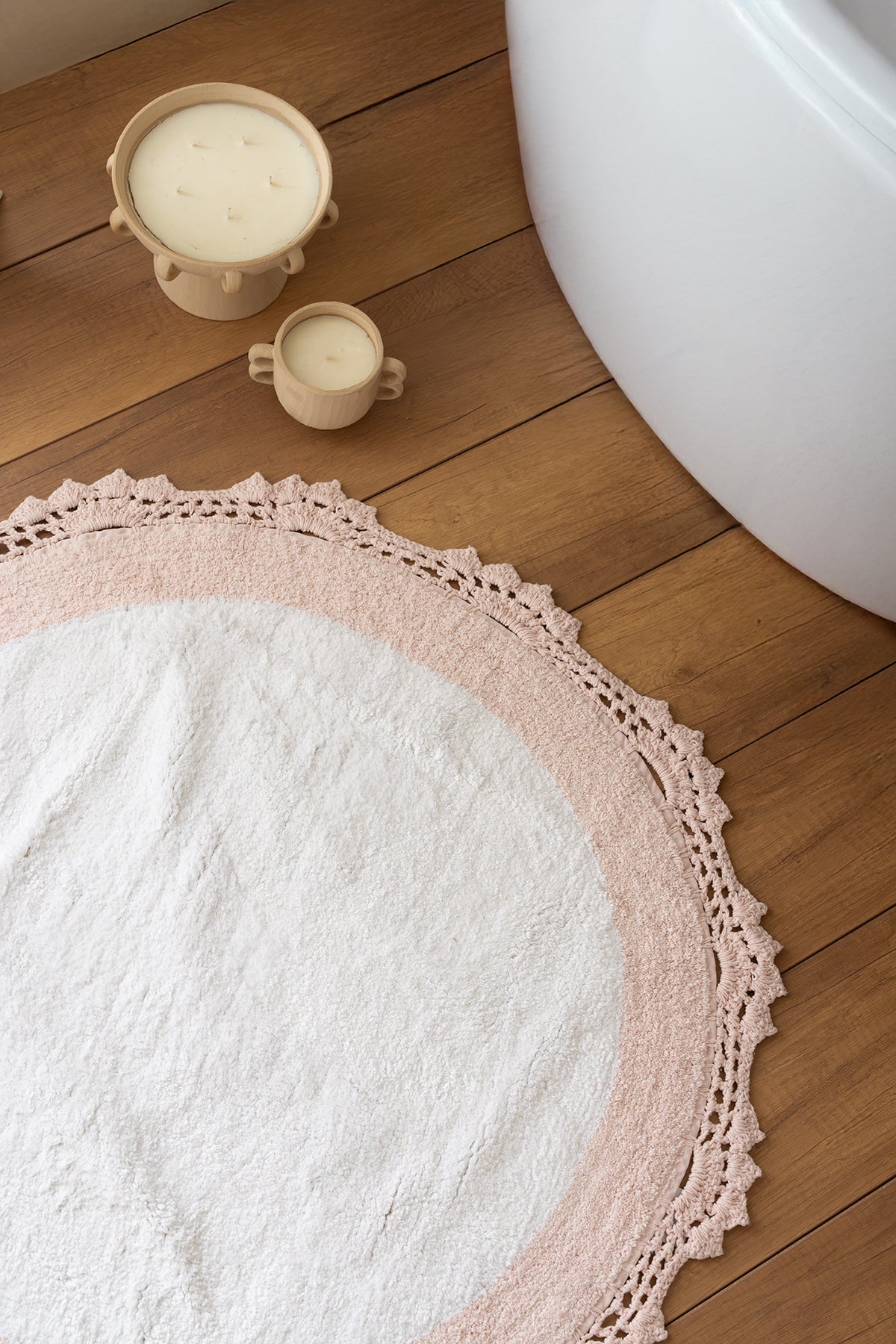 Doreen Round Bath Mat 100% Cotton 90x90 Pink