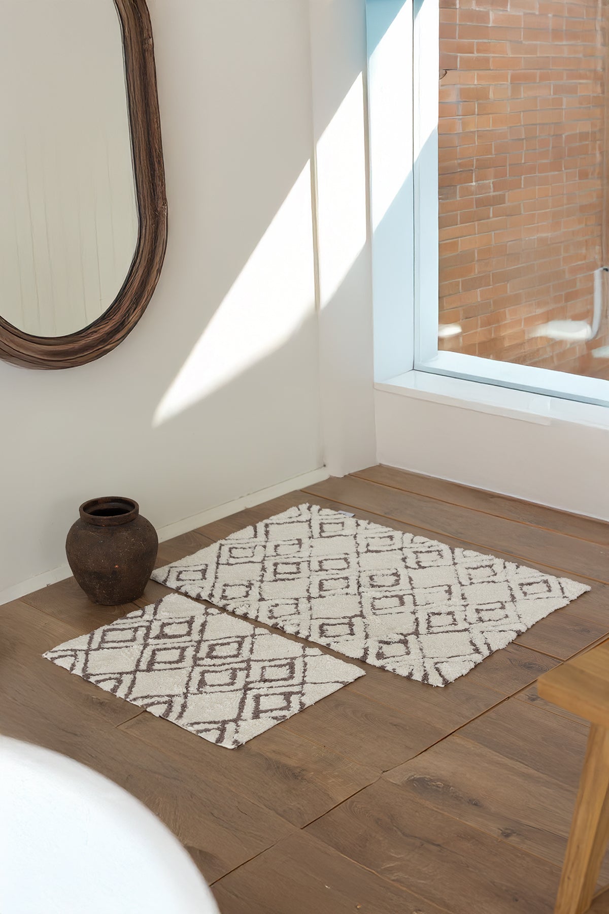 Cava 2 Piece Bath Mat Set 100% Cotton 40x60 + 60x90 Brown