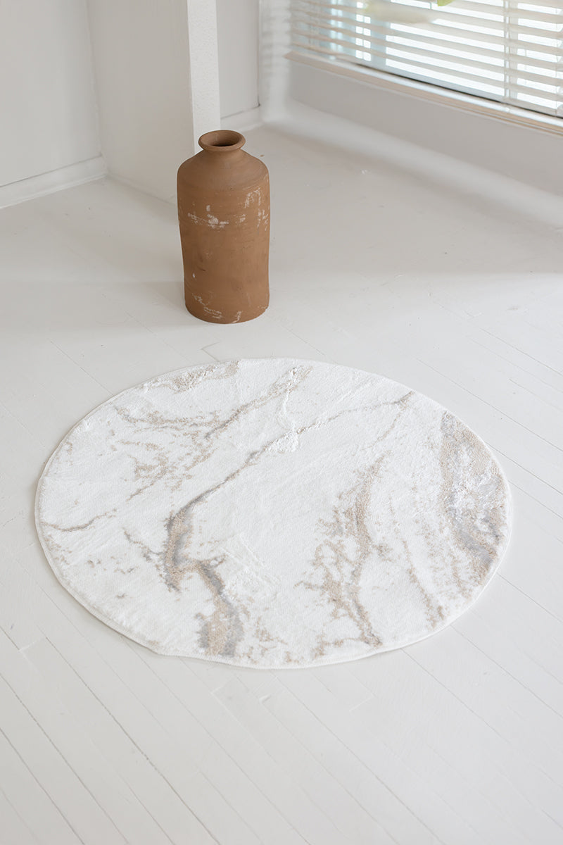 Marmera Yuvarlak Banyo Paspası 70x70 Bej