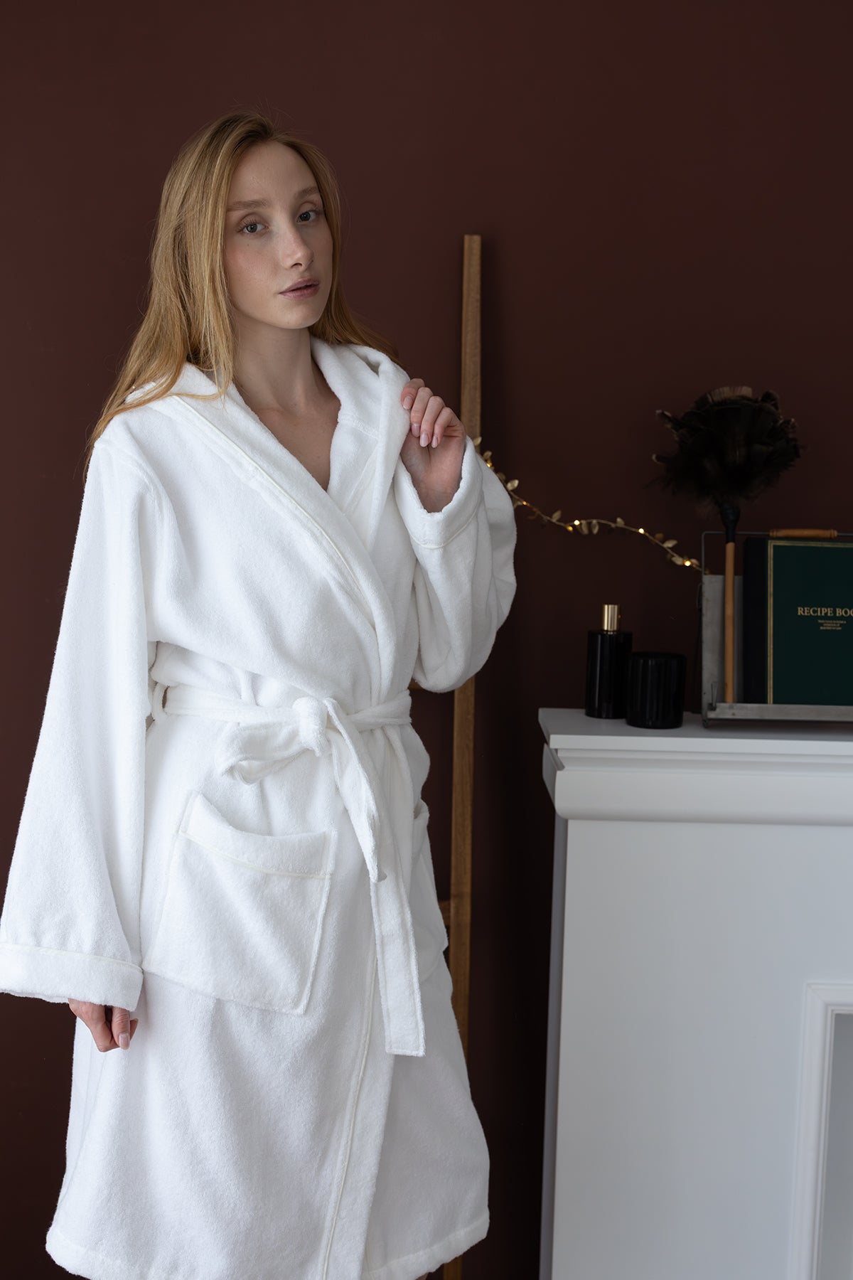 Miro %100 Pamuk Kadın Bornoz Beyaz