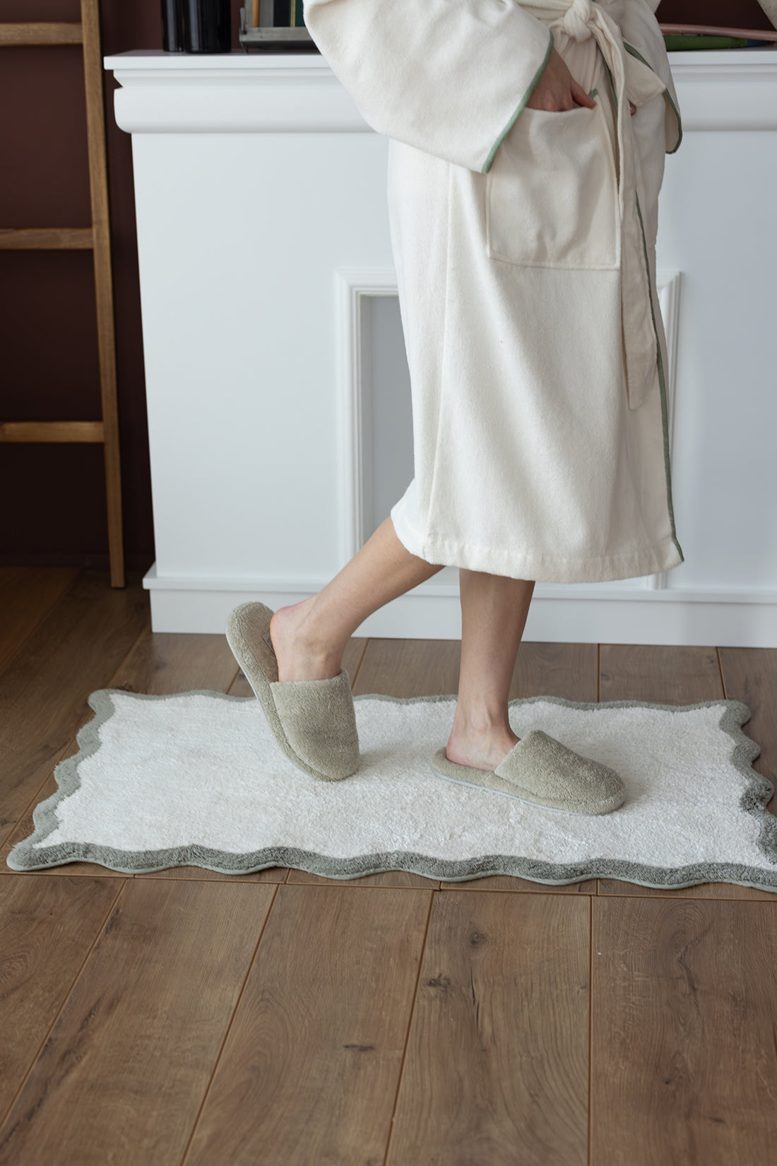 Scallop Tekli Banyo Paspası Bambu 60x100 Yeşil