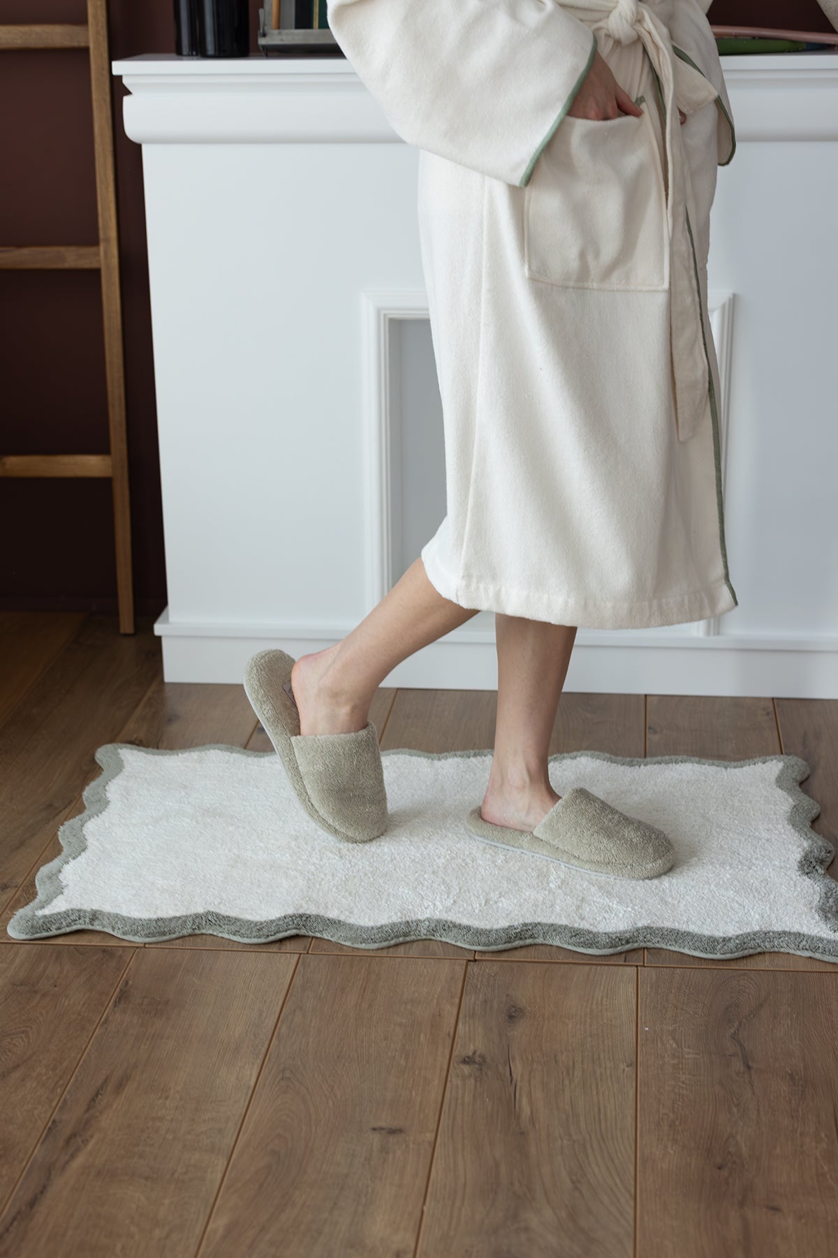 Scallop Tekli Banyo Paspası Bambu 60x100 Yeşil