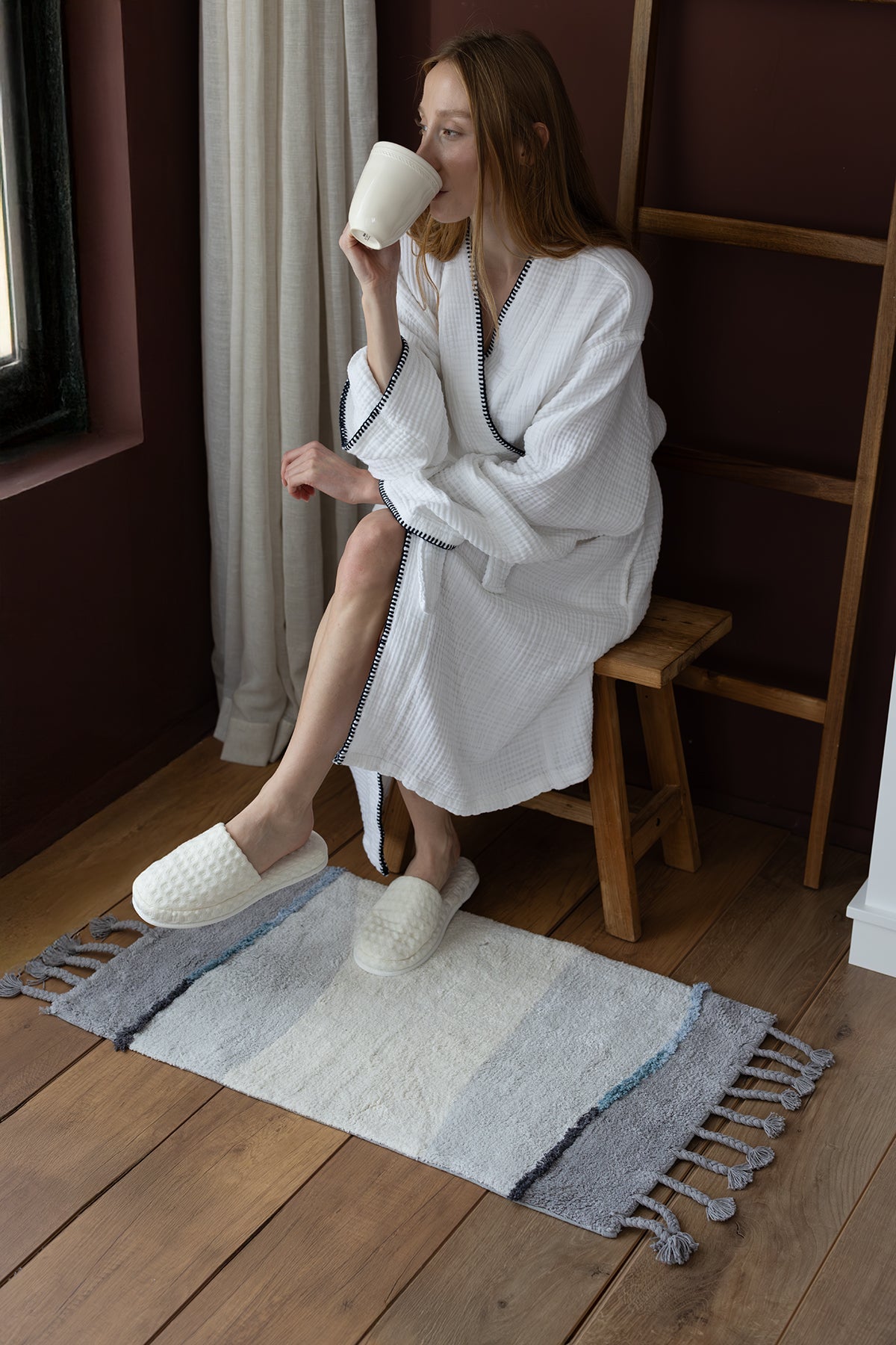 Marble Tekli Banyo Paspası %100 Pamuk 50x80 Gri