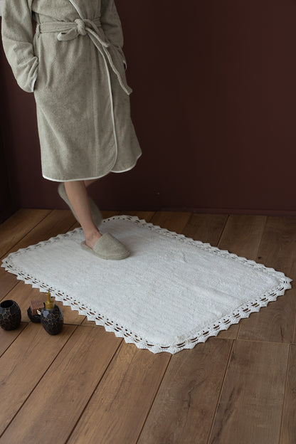 Rona Tekli Banyo Paspası Ekru %100 Pamuk 70x110