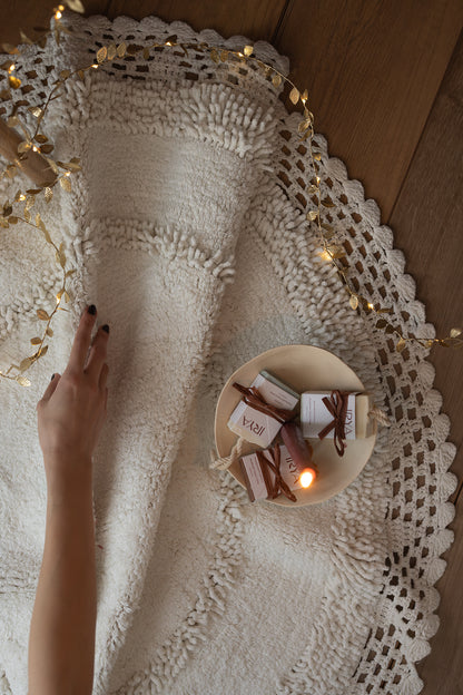 Moon Yuvarlak Banyo Paspası %100 Pamuk 115x115 Ekru