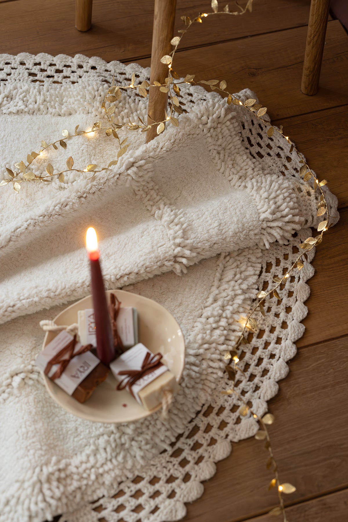 Moon Round Bath Mat 100% Cotton 120x120 Ecru