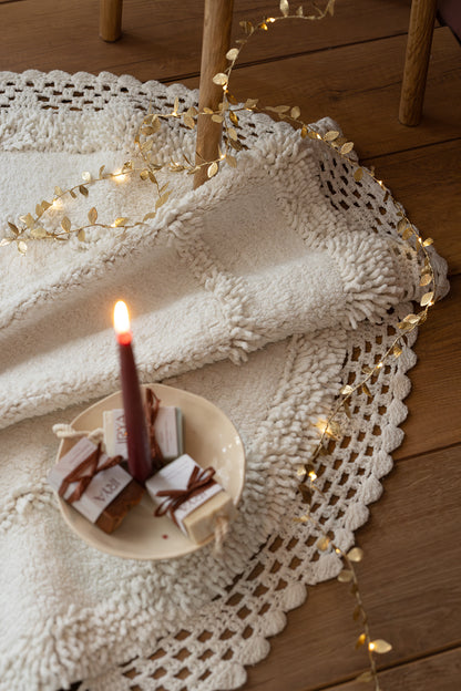 Moon Yuvarlak Banyo Paspası %100 Pamuk 115x115 Ekru