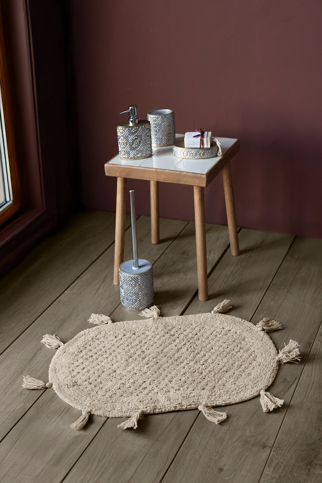 Lampetie | Elora Tekli Banyo Paspası  40x60 Kahverengi