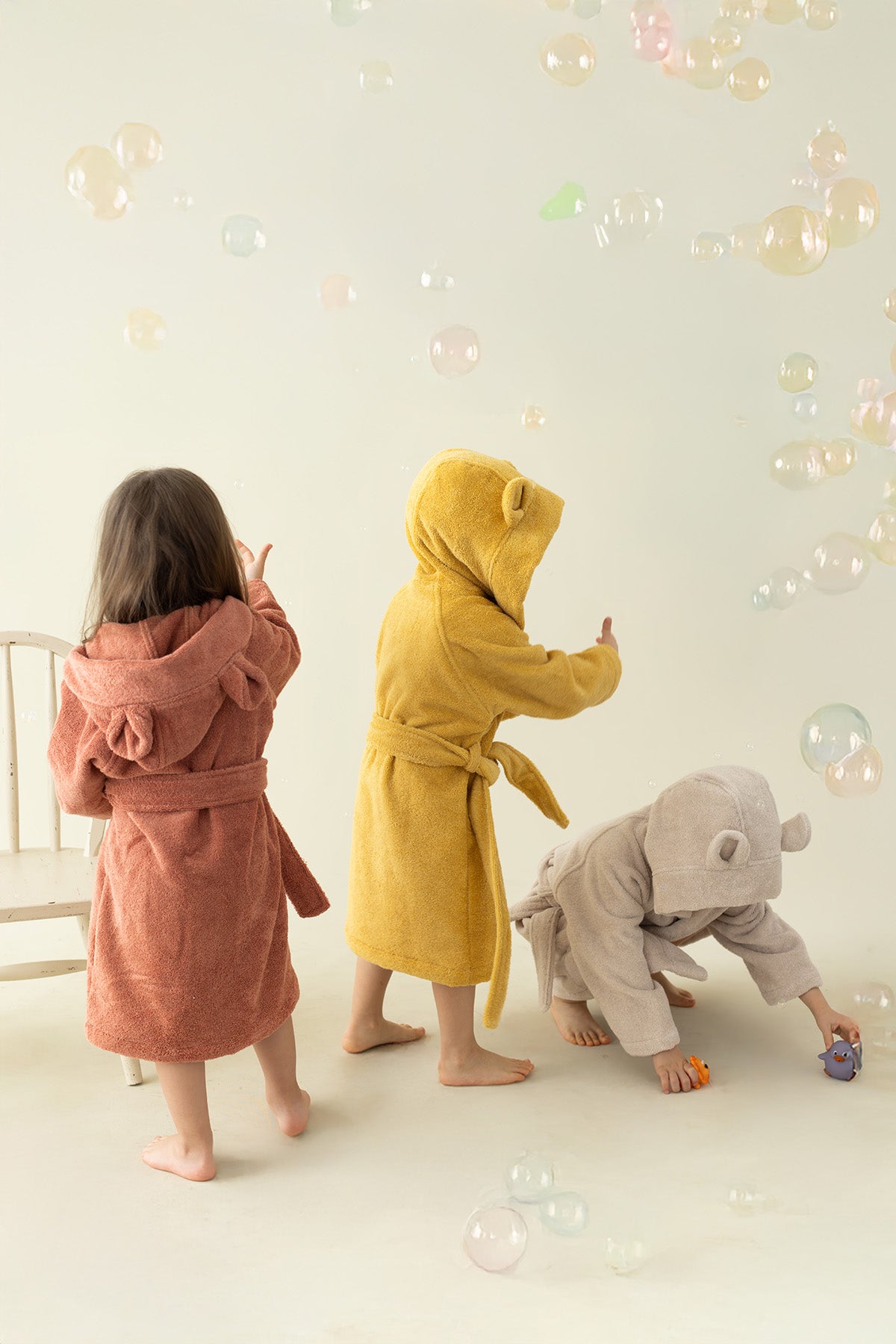 Tiny Bear Organic Cotton Kids Bathrobe Mustard