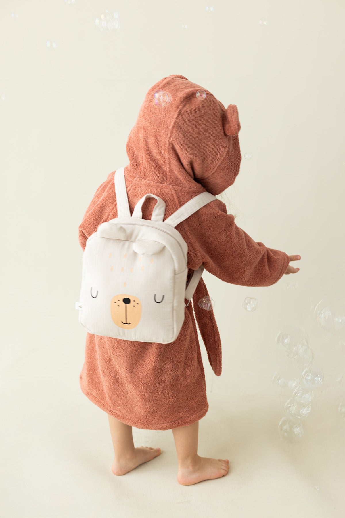 Tiny Bear Organic Cotton Muslin Kids Bag Beige