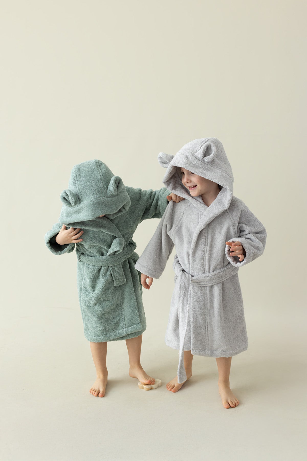 Tiny Bear Organic Cotton Kids Bathrobe Mint