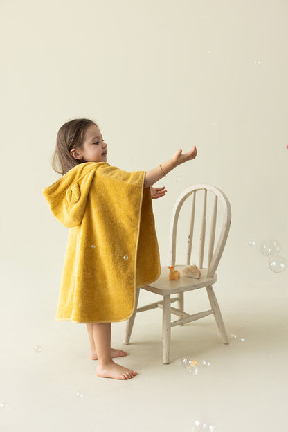 Tiny Bear Organic Cotton Kids Poncho Mustard