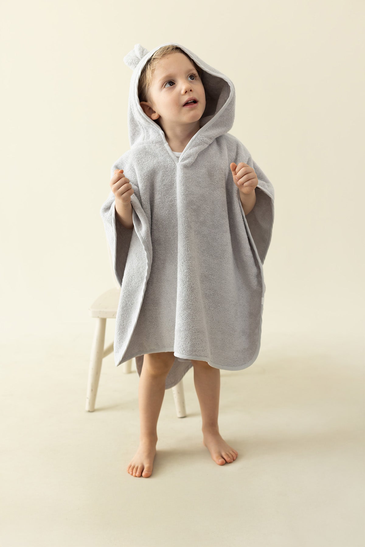 Tiny Bear Organic Cotton Kids Poncho Gray