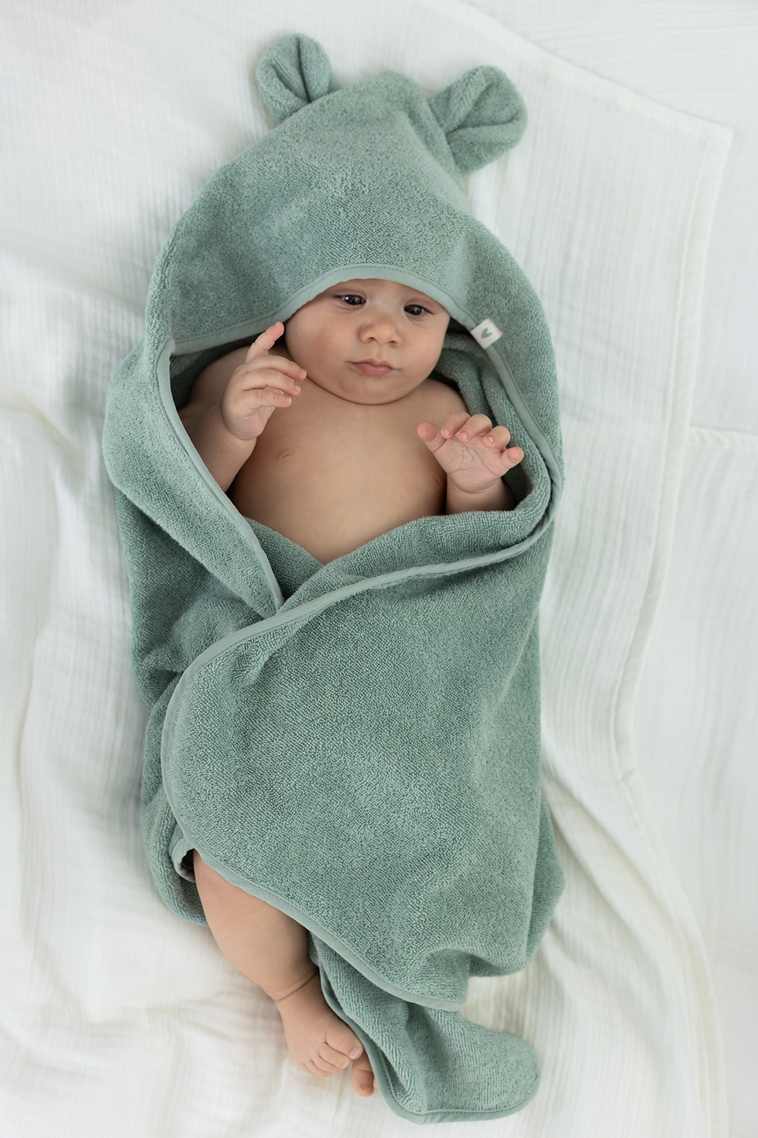 Tiny Bear Organic Cotton Baby Swaddle Mint 75x75