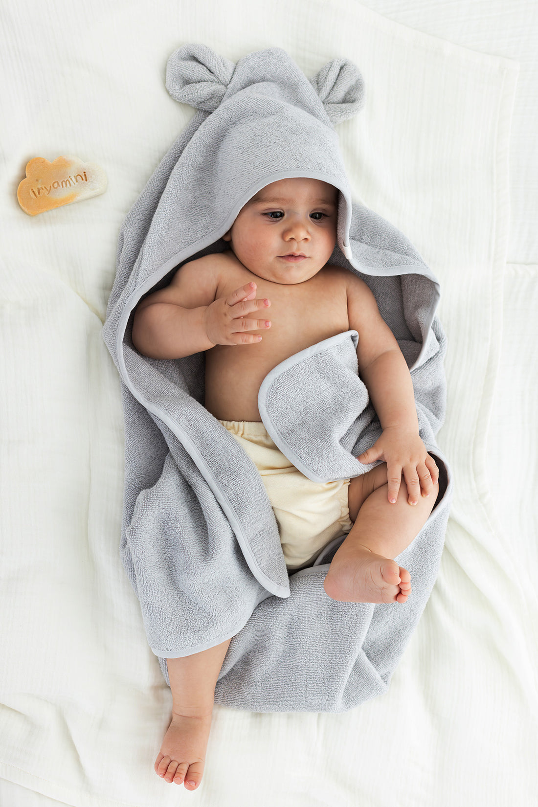 Tiny Bear Organic Cotton Baby Swaddle Gray 75x75