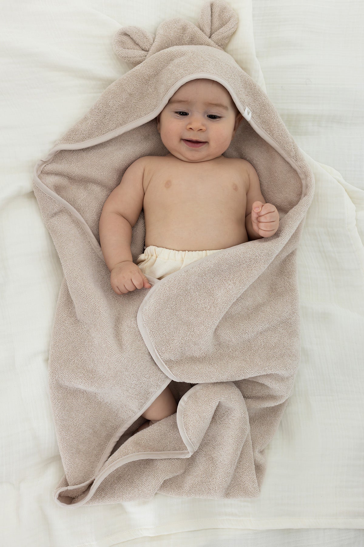 Tiny Bear Organic Cotton Baby Swaddle Beige 75x75