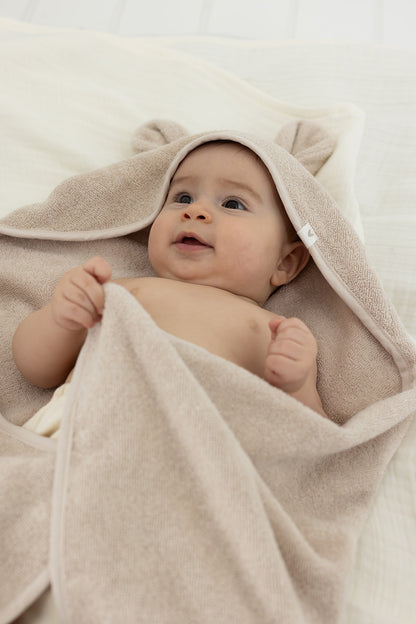 Tiny Bear Organic Cotton Baby Swaddle Beige 75x75