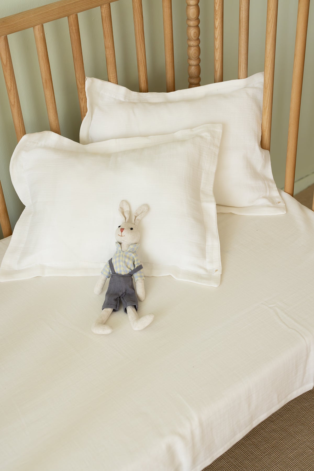 2'li Çocuk Organik Müslin Yastık Kılıfı Seti Krem