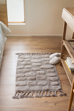 Wall Single Bathroom Mat %100 Cotton 60x100 cm Grey