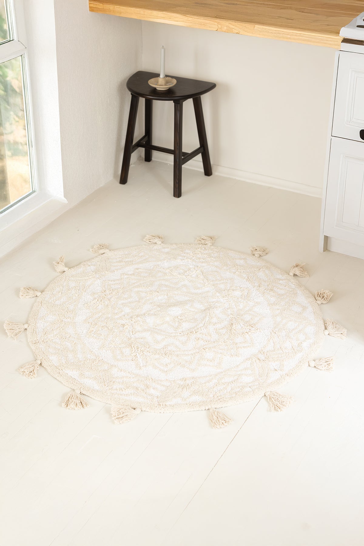 Pina Yuvarlak Banyo Paspası %100 Pamuk 100x100 Kahverengi