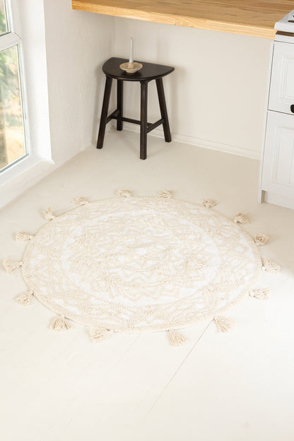Pina Yuvarlak Banyo Paspası %100 Pamuk 100x100 Kahverengi