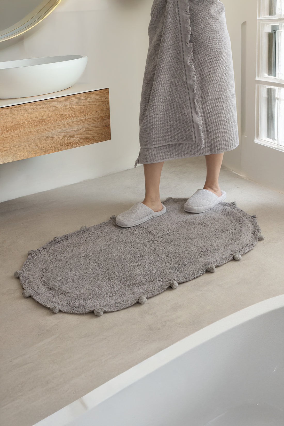 Lampetie | Eris Tekli Banyo Paspası 70x120 Gri