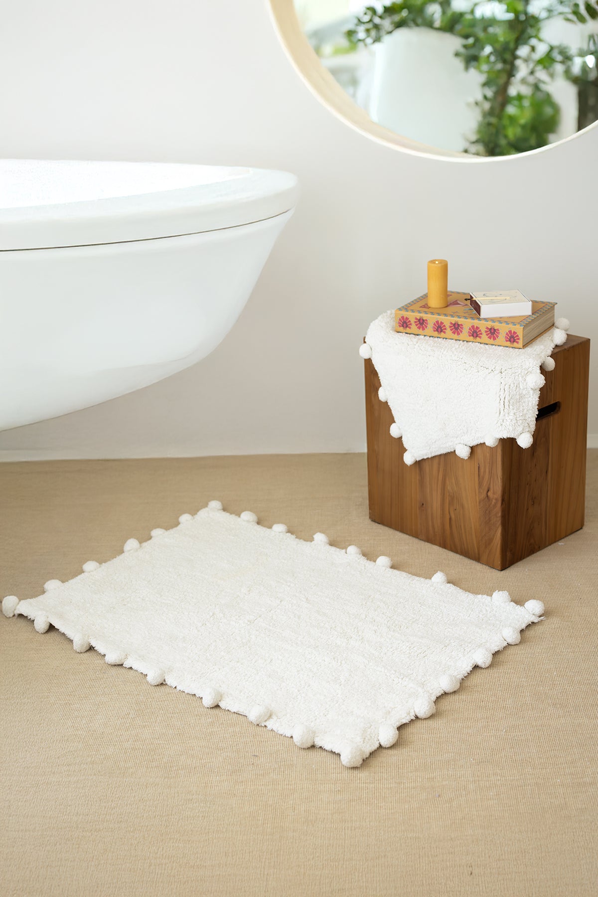 Alya 2’li Takım Banyo Paspası %100 Pamuk 40x60 + 60x90 Ekru