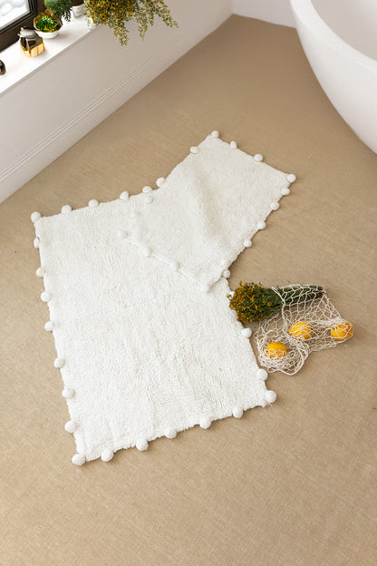 Alya 2’li Takım Banyo Paspası %100 Pamuk 40x60 + 60x90 Ekru