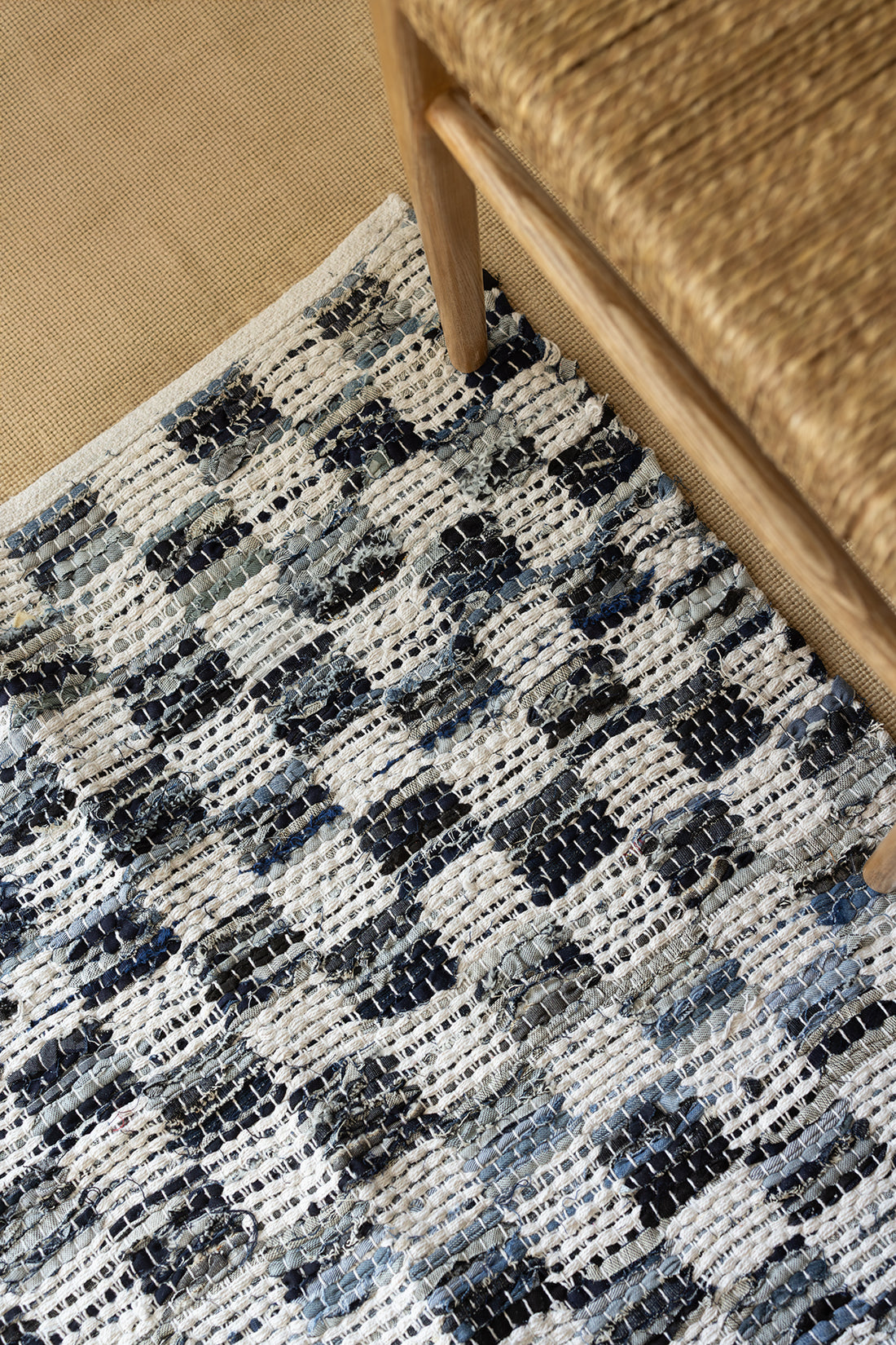 Checker Denim Kilim Ekru/İndigo 80x250