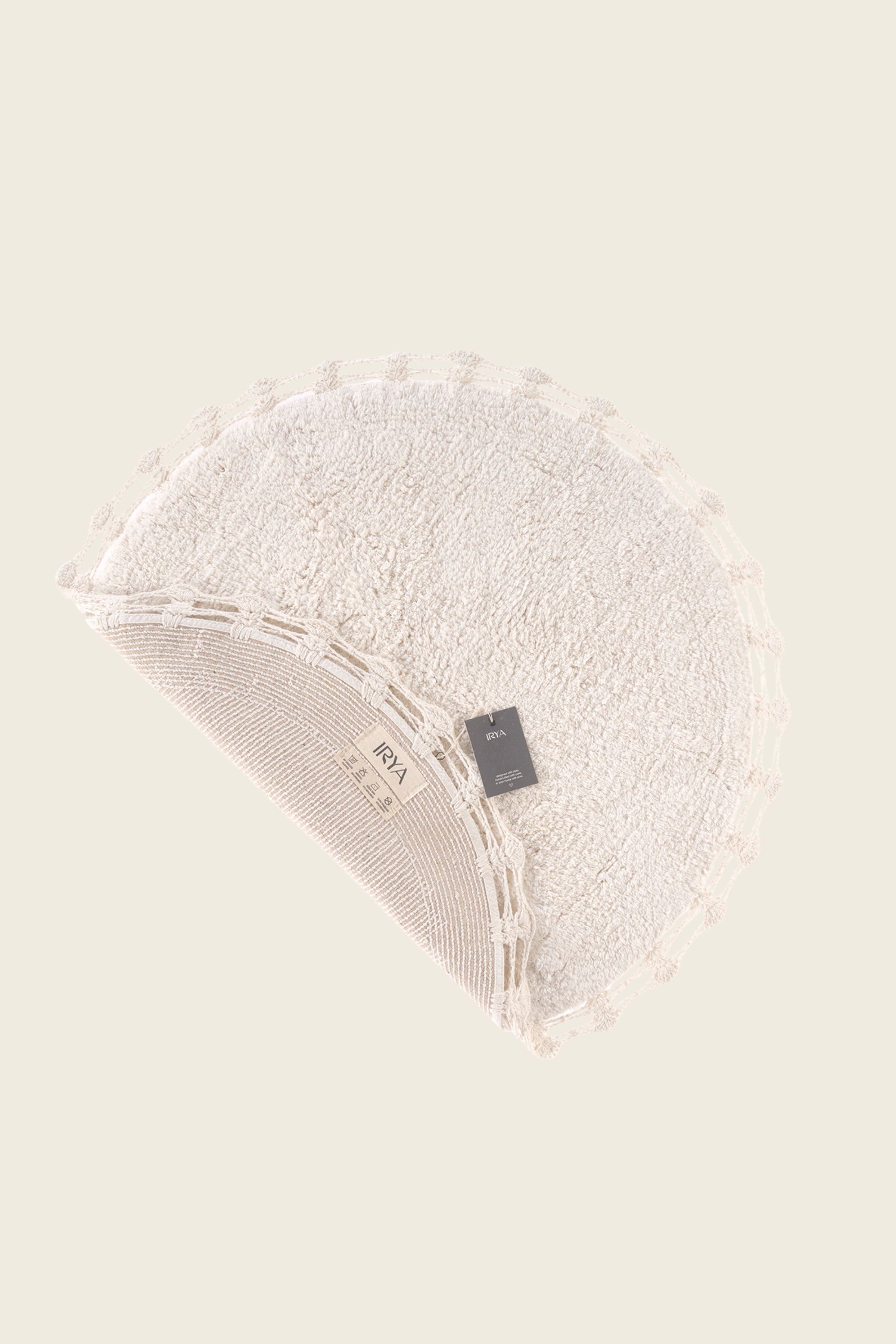 Nora Yuvarlak Banyo Paspası %100 Pamuk 90x90 Ekru