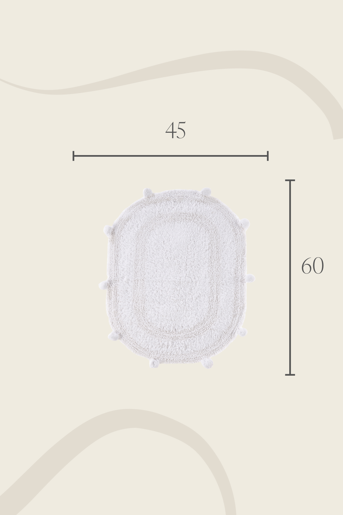 Lampetie | Eris Tekli Banyo Paspası  45x60 Beyaz