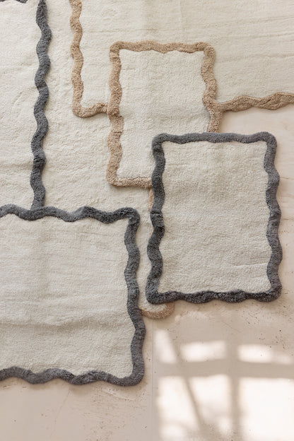 Scallop Takım Bambu Banyo Paspası 40x60+60x90 Cm Bej
