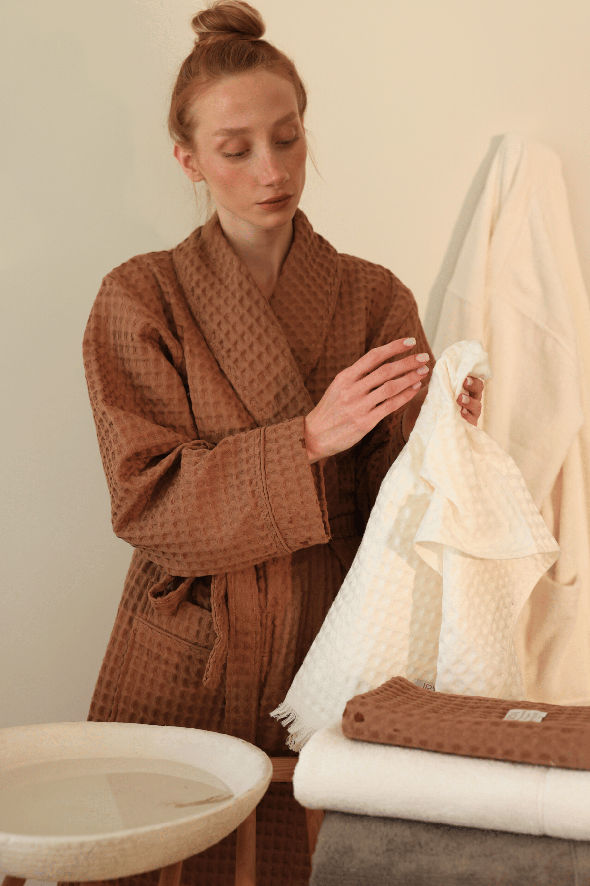 Aura Waffle Kadın Bornoz Kahve