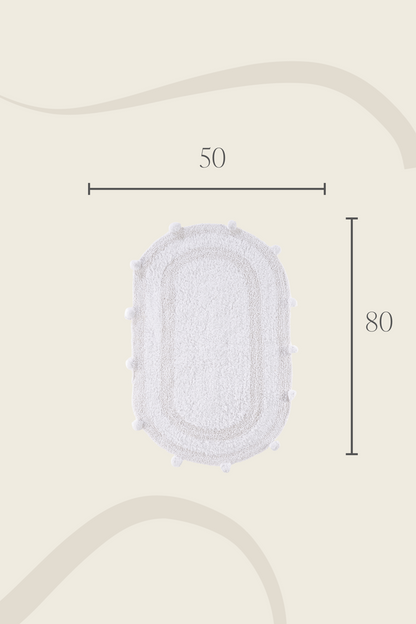 Lampetie | Eris Tekli Banyo Paspası 50x80 Beyaz