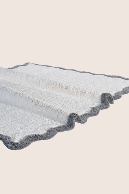 Scallop Tekli Bambu Banyo Paspası 100x150 Cm Gri